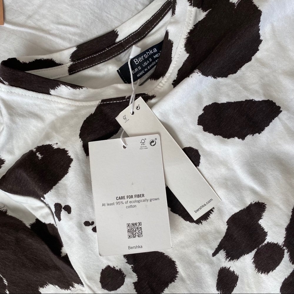 Bershka cow print crop top baby tee shirt - Picture 4 of 7